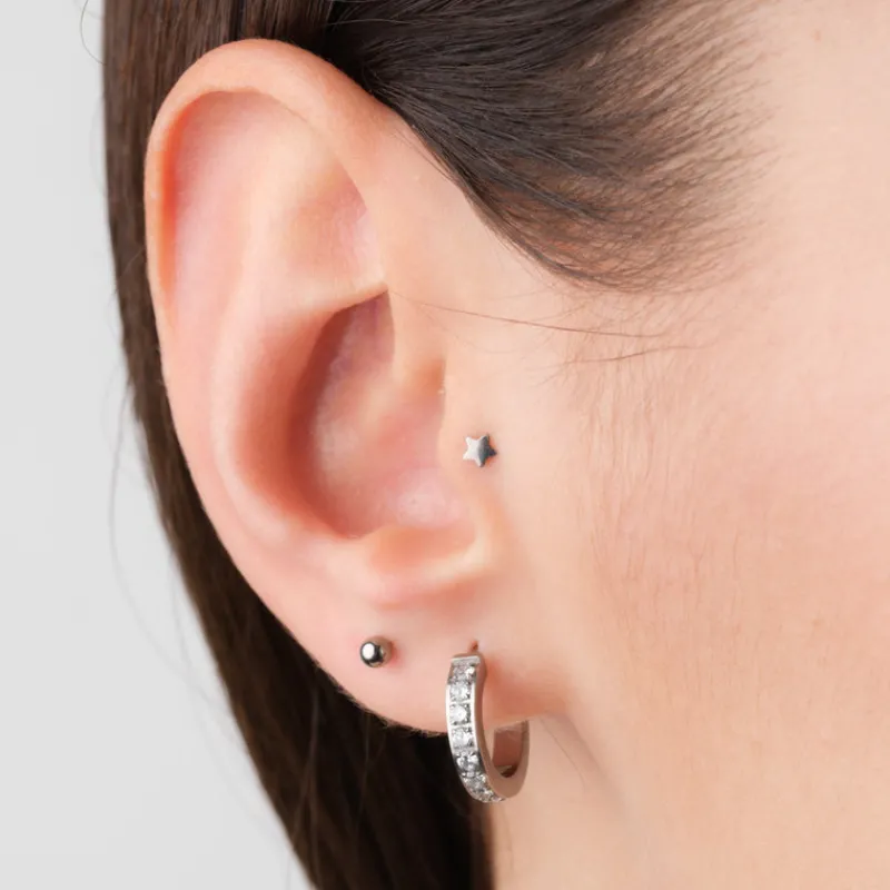 Simply Whispers White Zirconia Titanium Posted Hoop Earrings Best