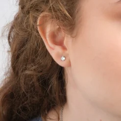 Simply Whispers White Zirconia Titanium Stud Earrings Clearance