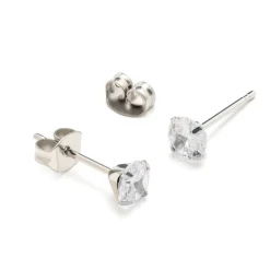 Simply Whispers White Zirconia Titanium Stud Earrings Clearance