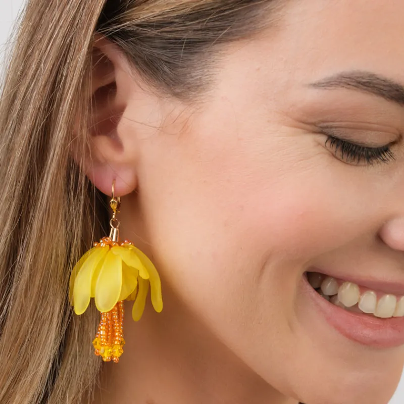 Simply Whispers Yellow Calicanto Dangle Earrings Fashion