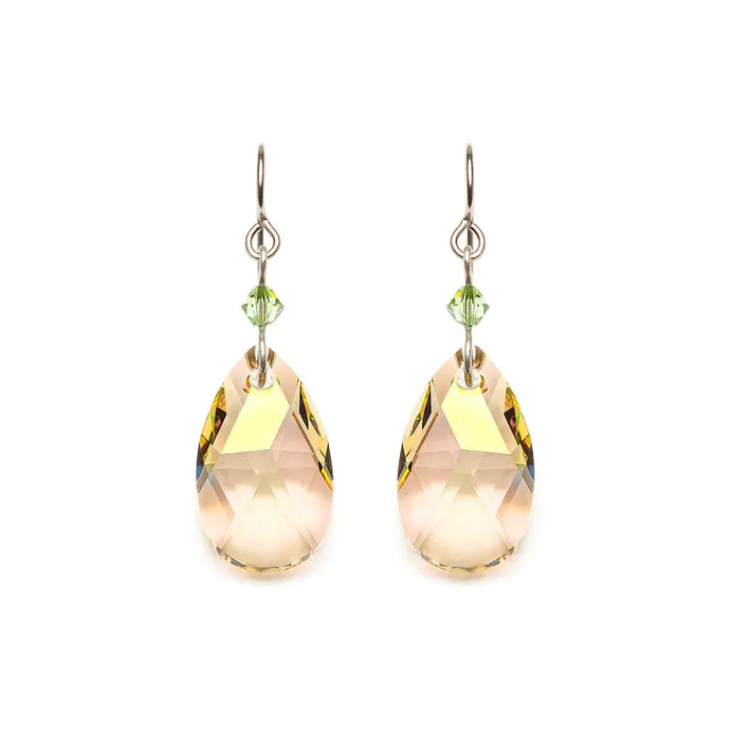 Simply Whispers Yellow Drop Crystal Titanium Earrings New