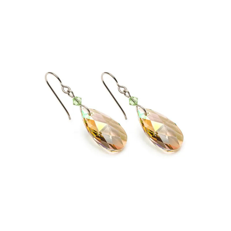 Simply Whispers Yellow Drop Crystal Titanium Earrings New
