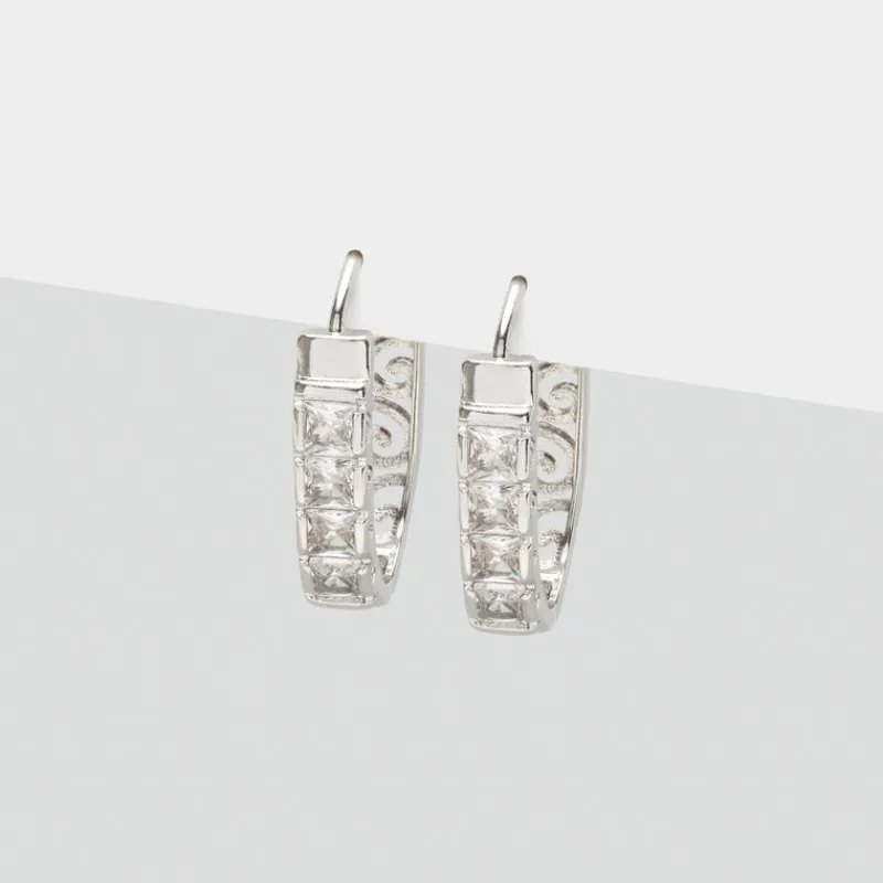 Simply Whispers Zirconia Oval Hoop Earrings Hot