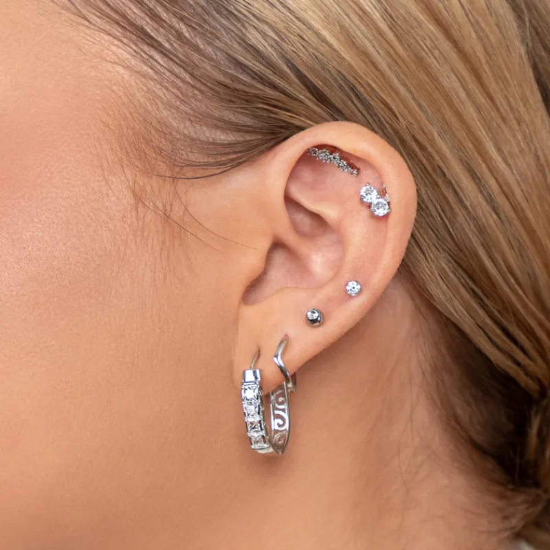 Simply Whispers Zirconia Oval Hoop Earrings Hot
