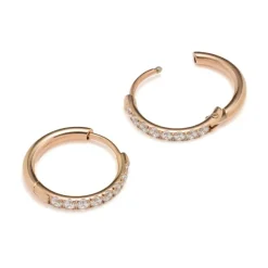 Simply Whispers Zirconia Stones Rose Gold Huggie Earrings Outlet