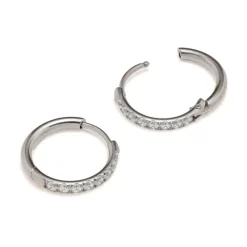 Simply Whispers Zirconia Stones Silver Huggie Earrings Hot